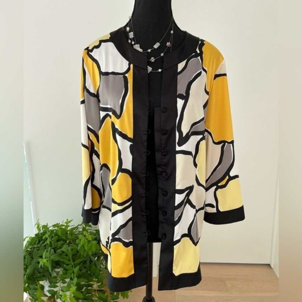 Style & Co Flowy Button Front Blouse Yellow Cream… - image 1